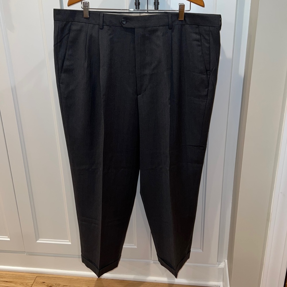 Comero Herringbone weave 100% wool trousers 42 Made in Italy